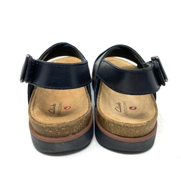 Clarks Women's Elayne Cross Sandal Black Leather - Picture 5 of 7